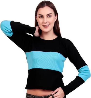 Nirmaltrades Casual Color Block Women Black, Blue Top