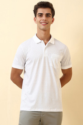 Allen Solly Printed Men Polo Neck White T-Shirt