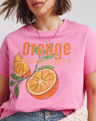 TRENDYTEE Printed Women Round Neck Pink T-Shirt