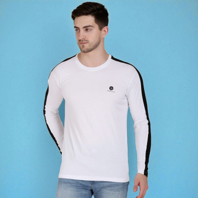 FARICON Solid Men Round Neck White T-Shirt
