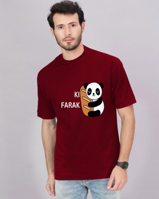 PP Vastram Printed, Typography Men Round Neck Maroon T-Shirt