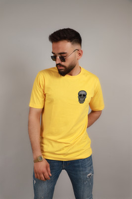 Jack Paris Solid Men Round Neck Reversible Yellow T-Shirt