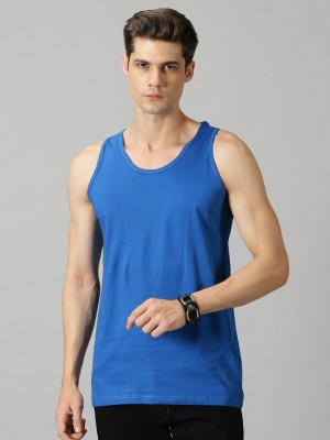 angar Solid Men Round Neck Dark Blue T-Shirt