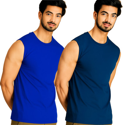 Moordale Solid Men Round Neck Dark Blue T-Shirt