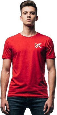 KelvinDrip Printed Men Round Neck Red T-Shirt