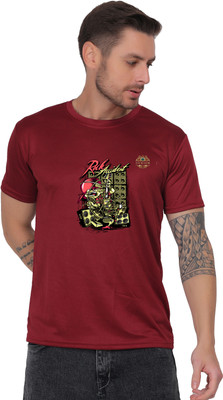 SOLBLOOMS Graphic Print Men Round Neck Maroon T-Shirt