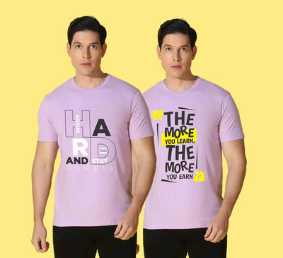 WOOSTRO Typography Men Round Neck Purple T-Shirt