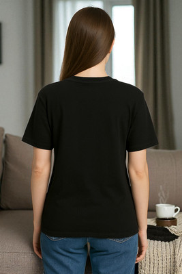 Elvia Graphic Print Women Round Neck Red, Black T-Shirt