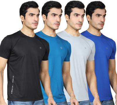 SUPERSQUAD Solid Men Round Neck Black, Dark Blue, Grey, Blue T-Shirt