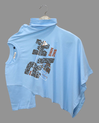 Magneto Printed Men Crew Neck Light Blue T-Shirt