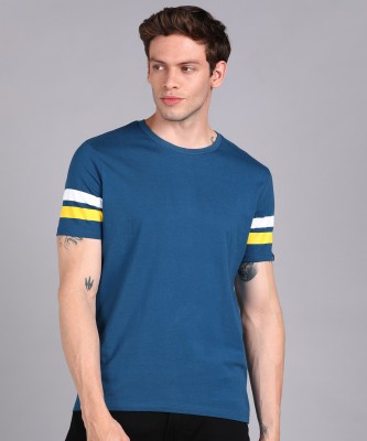 Urbano Fashion Colorblock Men Round Neck Blue T-Shirt