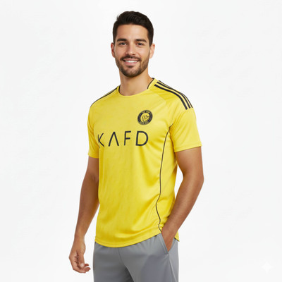 PRASEL Printed Men V Neck Yellow T-Shirt