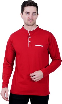 Mindseye Creations Solid Men High Neck Red T-Shirt