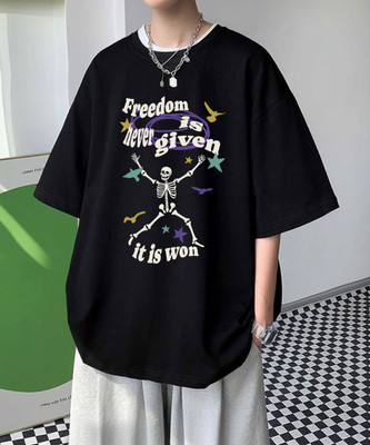 Cool Plus Printed Men Round Neck Black T-Shirt