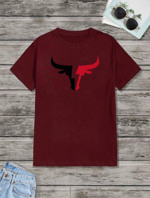 Mark TP Printed Men Round Neck Maroon T-Shirt