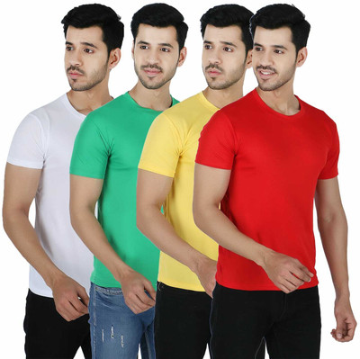 Newsingh Solid Men Round Neck Multicolor T-Shirt