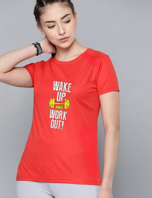 SPOWEARY Printed Women Round Neck Red T-Shirt
