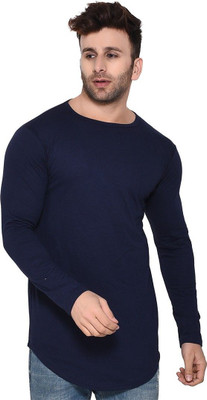 Trendfull Solid Men Round Neck Dark Blue T-Shirt