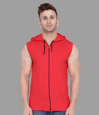 Trendfull Solid Men Hooded Neck Red T-Shirt