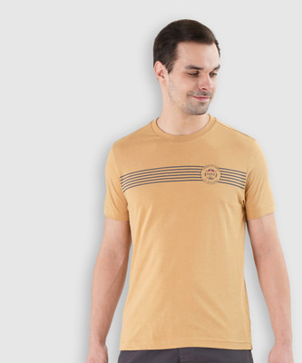 U.S. POLO ASSN. Striped Men Round Neck Beige T-Shirt