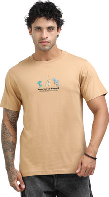 Chill Factor Printed Men Round Neck Beige T-Shirt