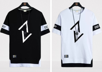 SM SHAYAM CREATION Printed Men Round Neck Black T-Shirt