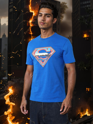 The Indian Garage Co. Printed Men Crew Neck Blue T-Shirt