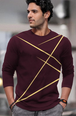 TRIPR Printed Men Round Neck Maroon T-Shirt