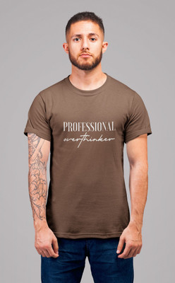 Stylewill Typography Men Round Neck Brown T-Shirt