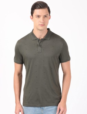 JOCKEY Printed Men Polo Neck Dark Green T-Shirt