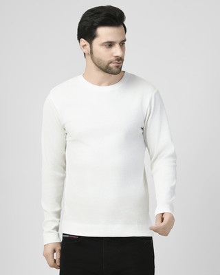SMASH SMART WEAR Solid Men Crew Neck White T-Shirt