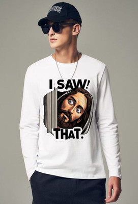 Aditi Fashion Printed, Typography Men Round Neck White T-Shirt