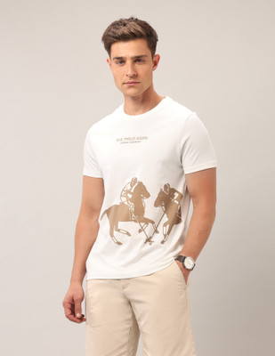 U.S. POLO ASSN. Graphic Print Men Round Neck White T-Shirt