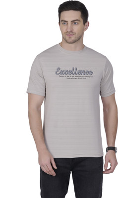 DIDOT Typography Men Round Neck Grey T-Shirt