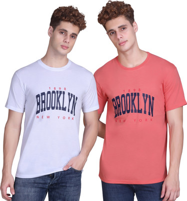 Zeffit Printed Men Round Neck White, Pink T-Shirt