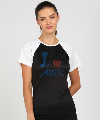 Shashvi Fashion Typography Women Round Neck Black, White T-Shirt