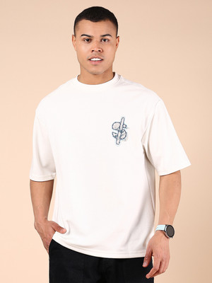 V-MART Printed Men Round Neck White T-Shirt