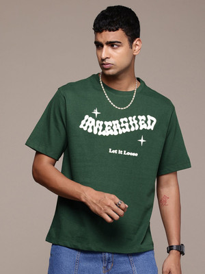 R.Code by The Roadster Life Co. Printed Men Round Neck Dark Green T-Shirt