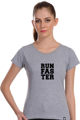 APEX Typography Women Round Neck Grey T-Shirt