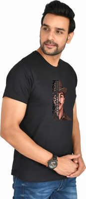 Burundi Blu Printed, Typography Men Round Neck Black T-Shirt