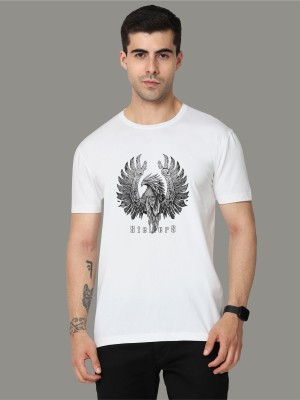 Stellers Printed Men Round Neck White T-Shirt