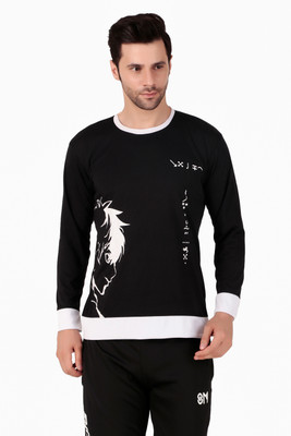R ROCKIN TEES Printed Men Round Neck Black T-Shirt