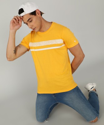 WROGN Printed Men Round Neck Yellow T-Shirt