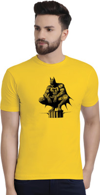 Binayak Printed Men Round Neck Yellow T-Shirt