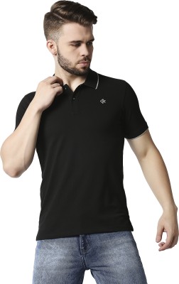 KILLER Solid Men Polo Neck Black T-Shirt