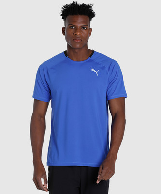 PUMA Solid Men Round Neck Blue T-Shirt