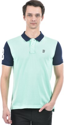 NUMERO UNO Solid Men Polo Neck Blue T-Shirt