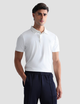 U.S. POLO ASSN. Solid Men Polo Neck White T-Shirt