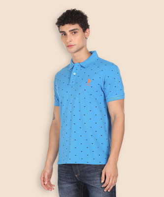 U.S. POLO ASSN. Printed Men Polo Neck Blue T-Shirt