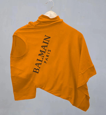 LWEXS Printed Women Round Neck Yellow T-Shirt